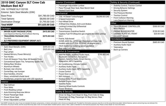 Used 2018 GMC Canyon SLT w/ Driver Alert Package AWD/4WD image 3
