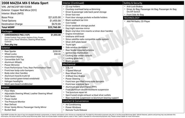 Used 2008 MAZDA MX-5 Miata Sport w/ Convenience Pkg image 7