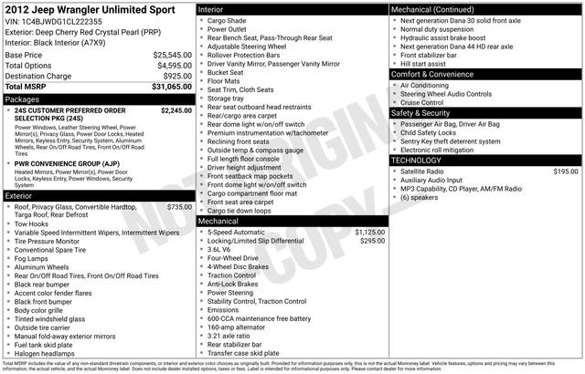 Used 2012 Jeep Wrangler Unlimited Sport AWD/4WD image 33