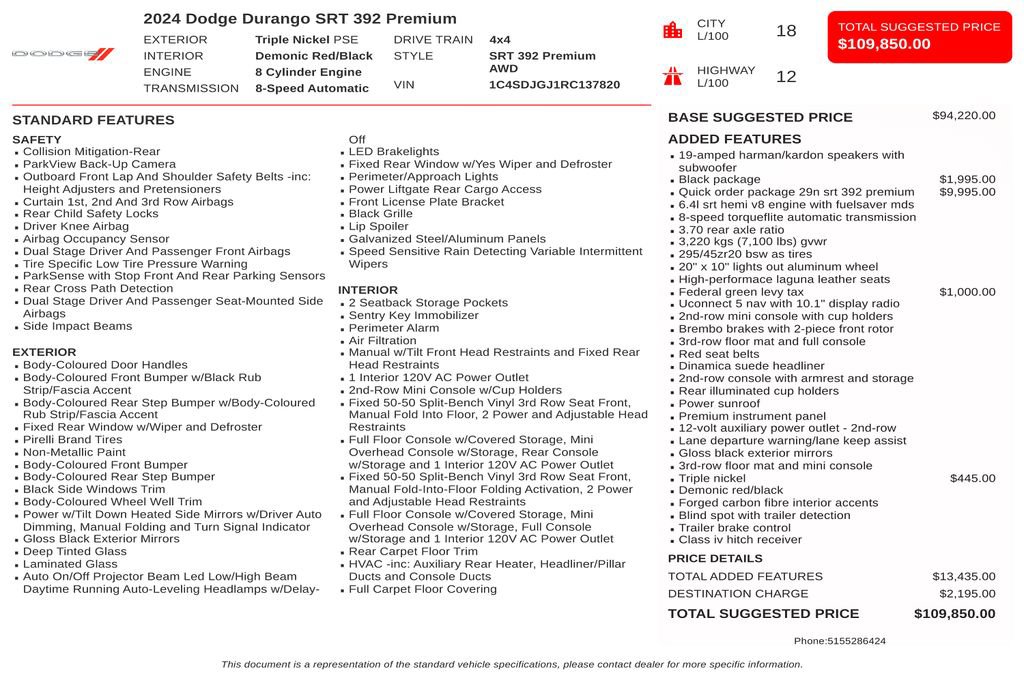 Used 2024 Dodge Durango SRT AWD/4WD image 3