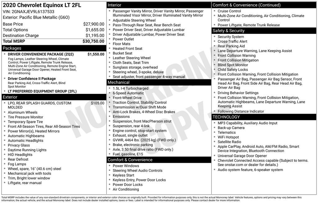 Used 2020 Chevrolet Equinox LT w/ Driver Convenience Package FWD image 4