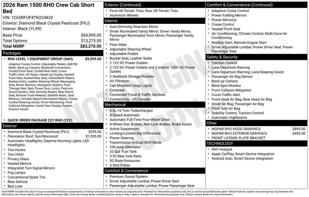 New 2026 RAM 1500 RHO w/ RHO Level 1 Equipment Group image 3
