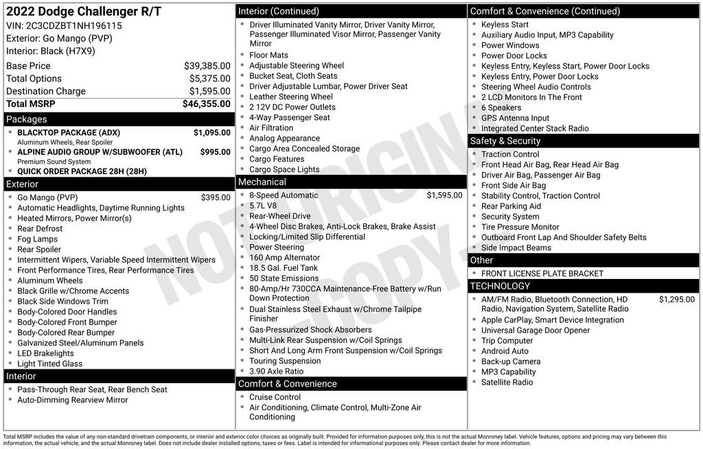 Used 2022 Dodge Challenger R/T w/ Blacktop Package RWD image 43