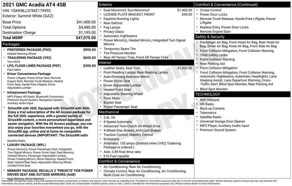 Certified 2021 GMC Acadia AT4 w/ Preferred Package AWD/4WD image 12