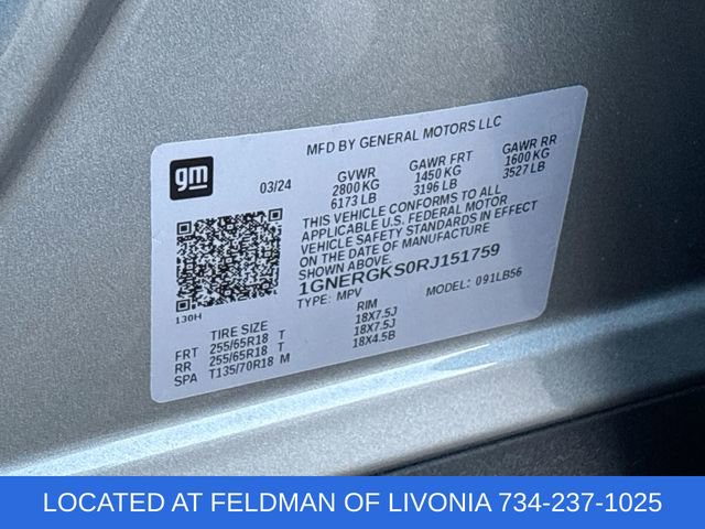 Used 2024 Chevrolet Traverse LT w/ LPO, Floor Liner Package image 33