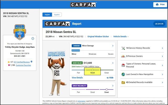 Used 2018 Nissan Sentra SL FWD image 12