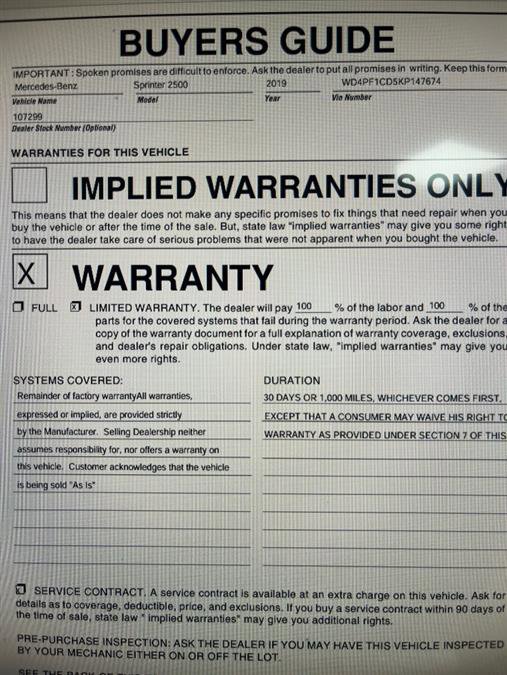 Used 2019 Mercedes-Benz Sprinter 170 image 8