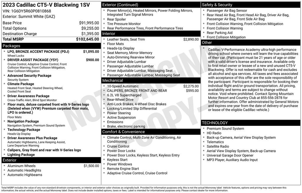 Used 2023 Cadillac CT5 V Blackwing w/ LPO, Bronce Accent Package RWD image 39