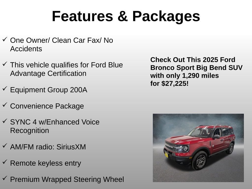 Certified 2025 Ford Bronco Sport Big Bend w/ Convenience Package AWD/4WD image 4