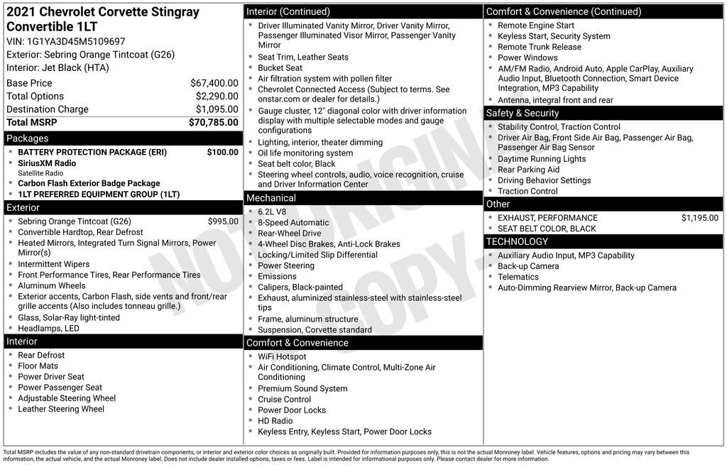 Used 2021 Chevrolet Corvette Stingray Convertible w/ Battery Protection Package RWD image 28