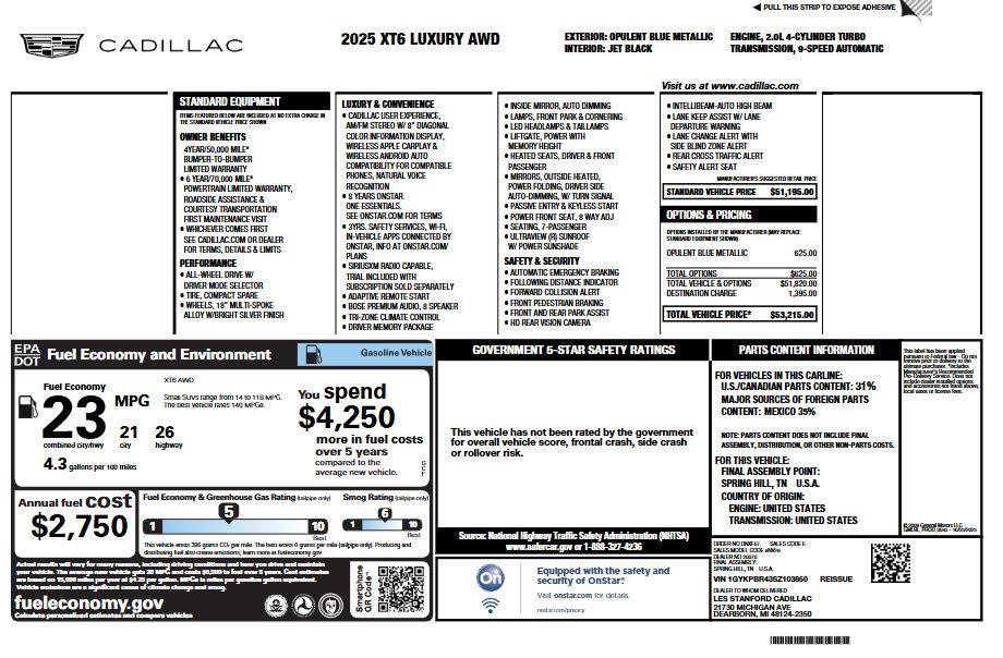 Certified 2025 Cadillac XT6 Luxury AWD/4WD image 6