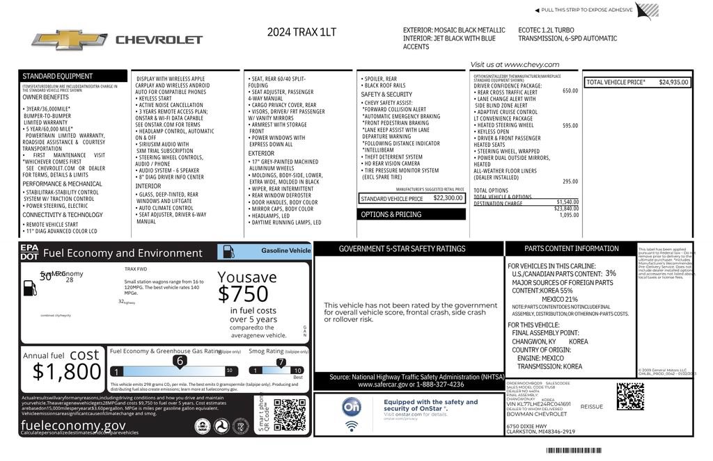 Used 2024 Chevrolet Trax LT w/ Driver Confidence Package FWD image 13