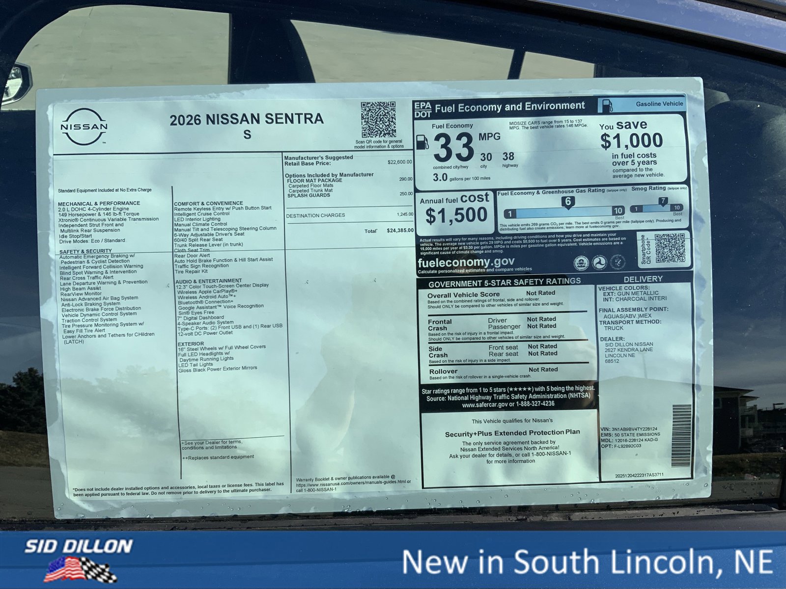 New 2026 Nissan Sentra S w/ Floor Mat Package image 13