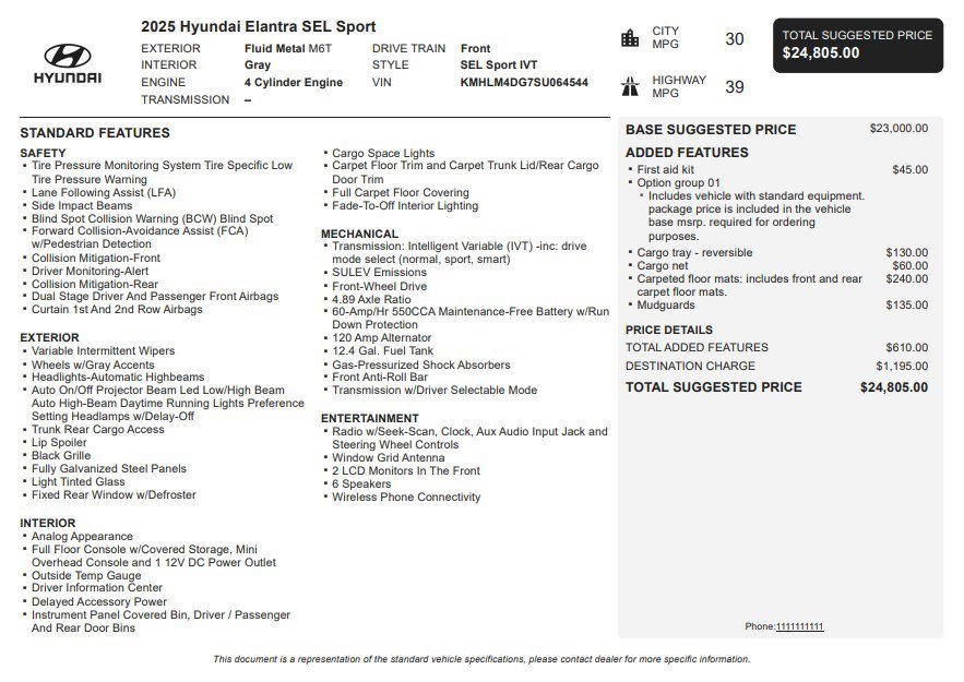 Used 2025 Hyundai Elantra Sport FWD image 33
