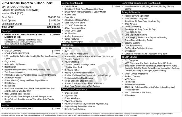 Used 2024 Subaru Impreza 2.0i Sport AWD/4WD image 30
