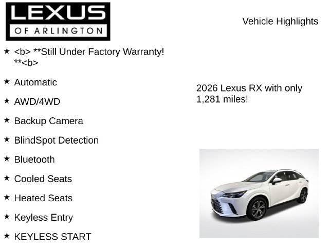 Certified 2026 Lexus RX 350 Premium w/ Convenience Package AWD/4WD image 8