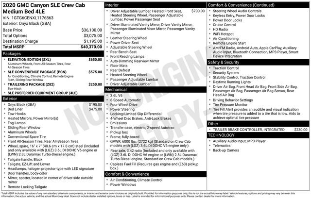 Used 2020 GMC Canyon SLE w/ Elevation Edition image 5