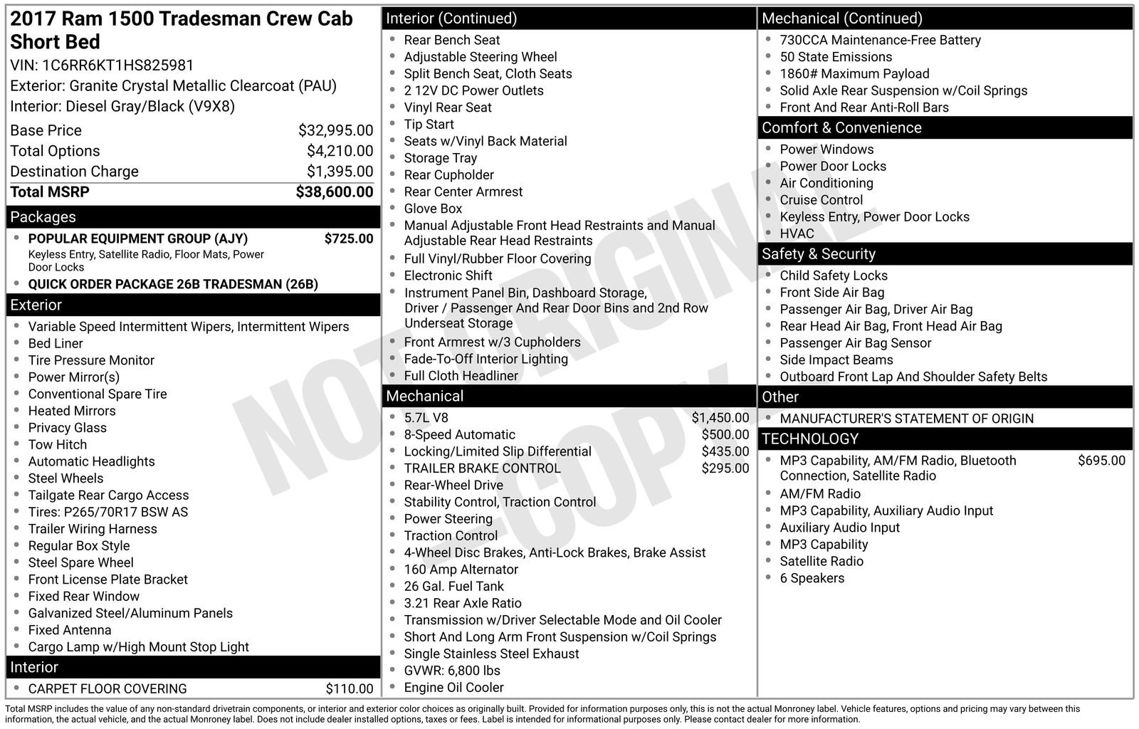 Used 2017 RAM 1500 Tradesman w/ Popular Equipment Group RWD image 4