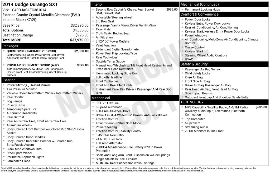 Used 2014 Dodge Durango SXT w/ Quick Order Package 23B AWD/4WD image 43