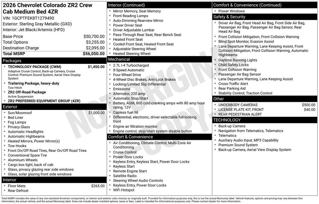 New 2026 Chevrolet Colorado ZR2 w/ Technology Package AWD/4WD image 6