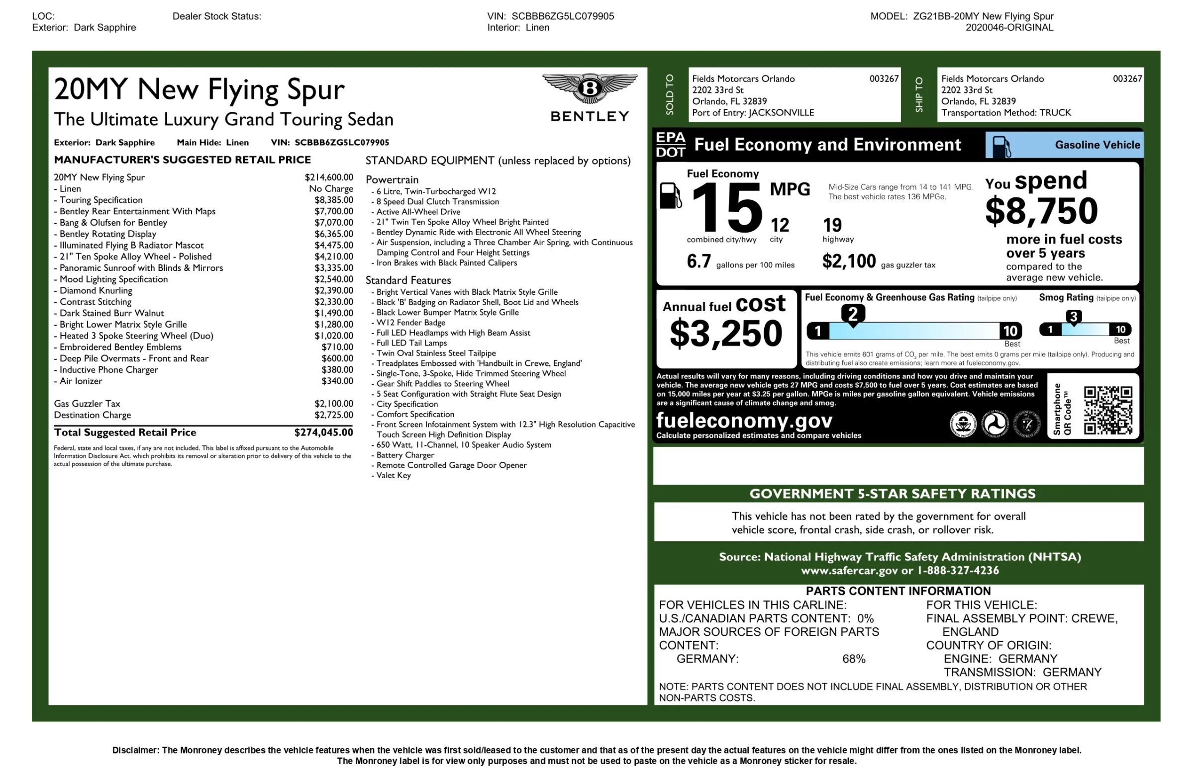 Used 2020 Bentley Flying Spur W12 AWD/4WD image 6