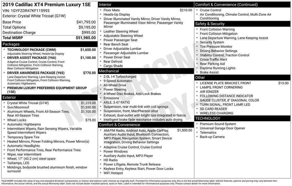 Used 2019 Cadillac XT4 Premium Luxury w/ Technology Package image 5