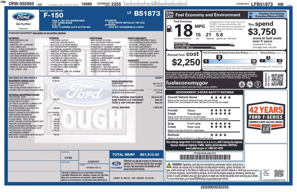 Used 2020 Ford F150 King Ranch w/ Equipment Group 601A Luxury AWD/4WD image 7