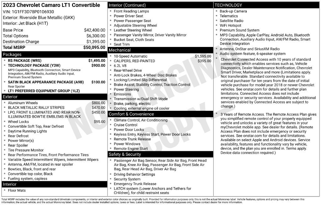 Used 2023 Chevrolet Camaro LT w/ RS Package RWD image 32