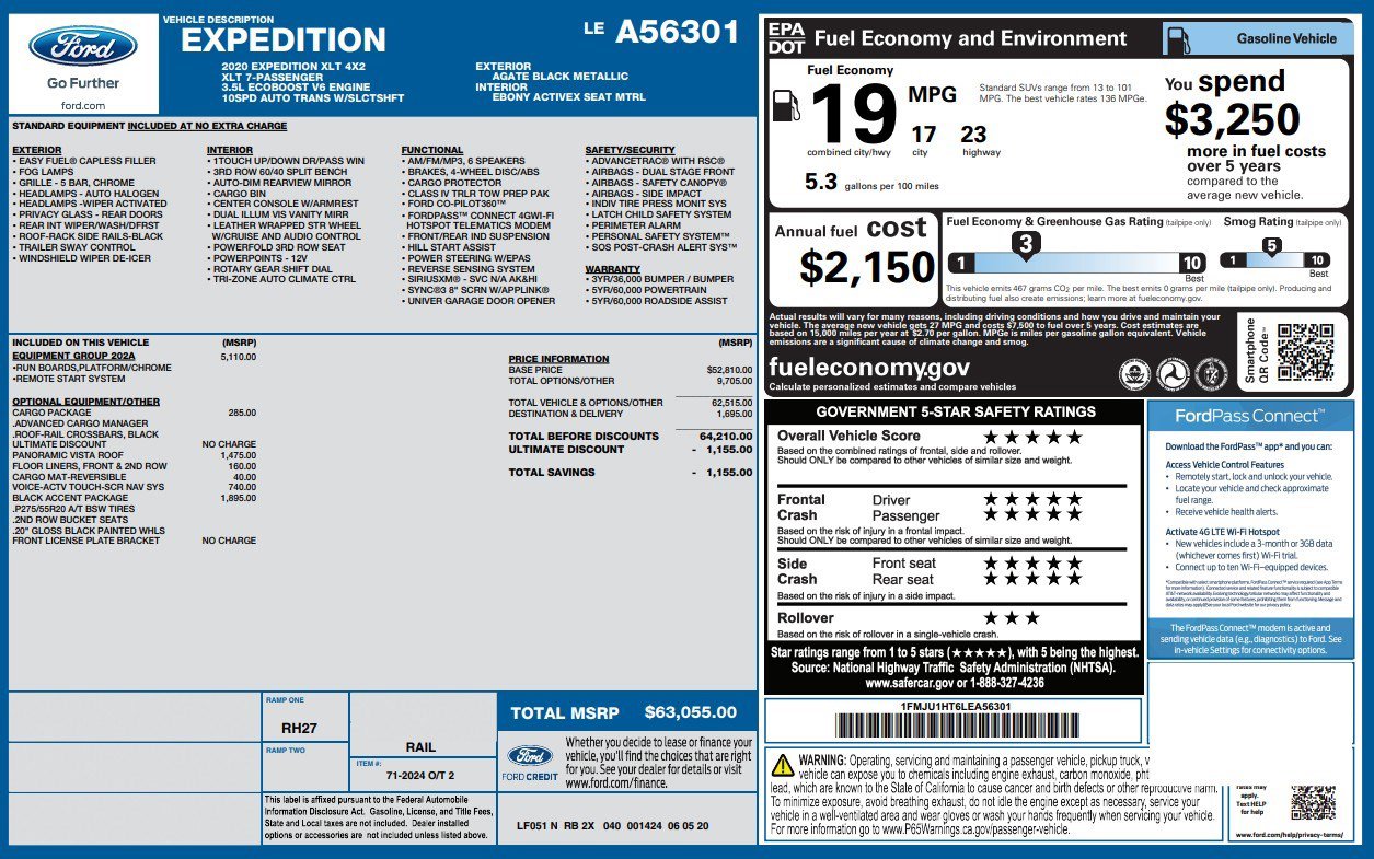 Used 2020 Ford Expedition XLT w/ Equipment Group 202A RWD image 4