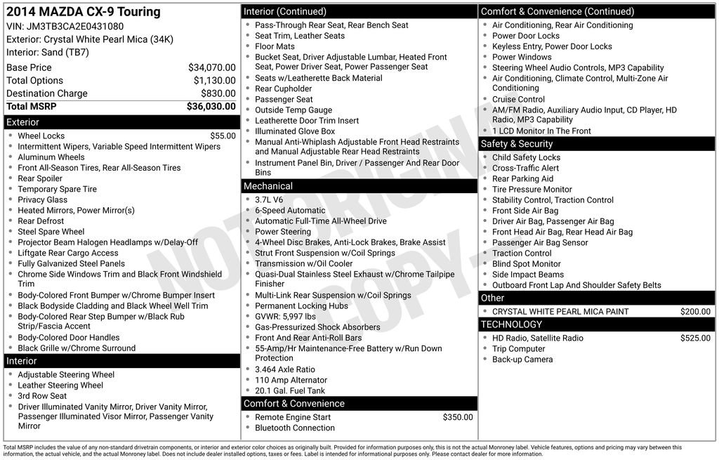 Used 2014 MAZDA CX-9 Touring image 2