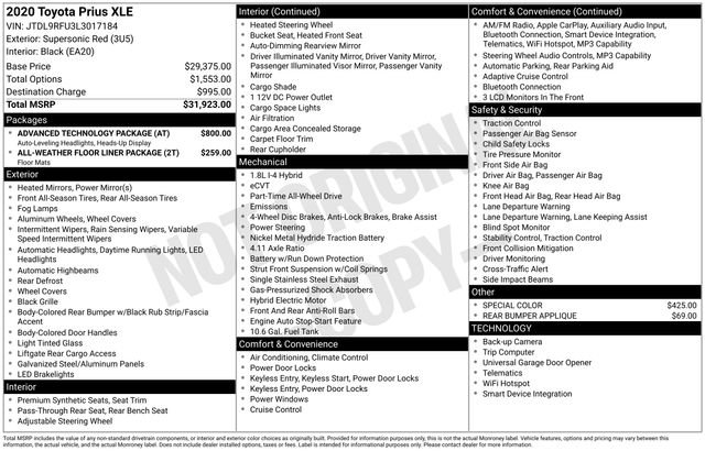 Used 2020 Toyota Prius XLE w/ Advanced Technology Package AWD/4WD image 28