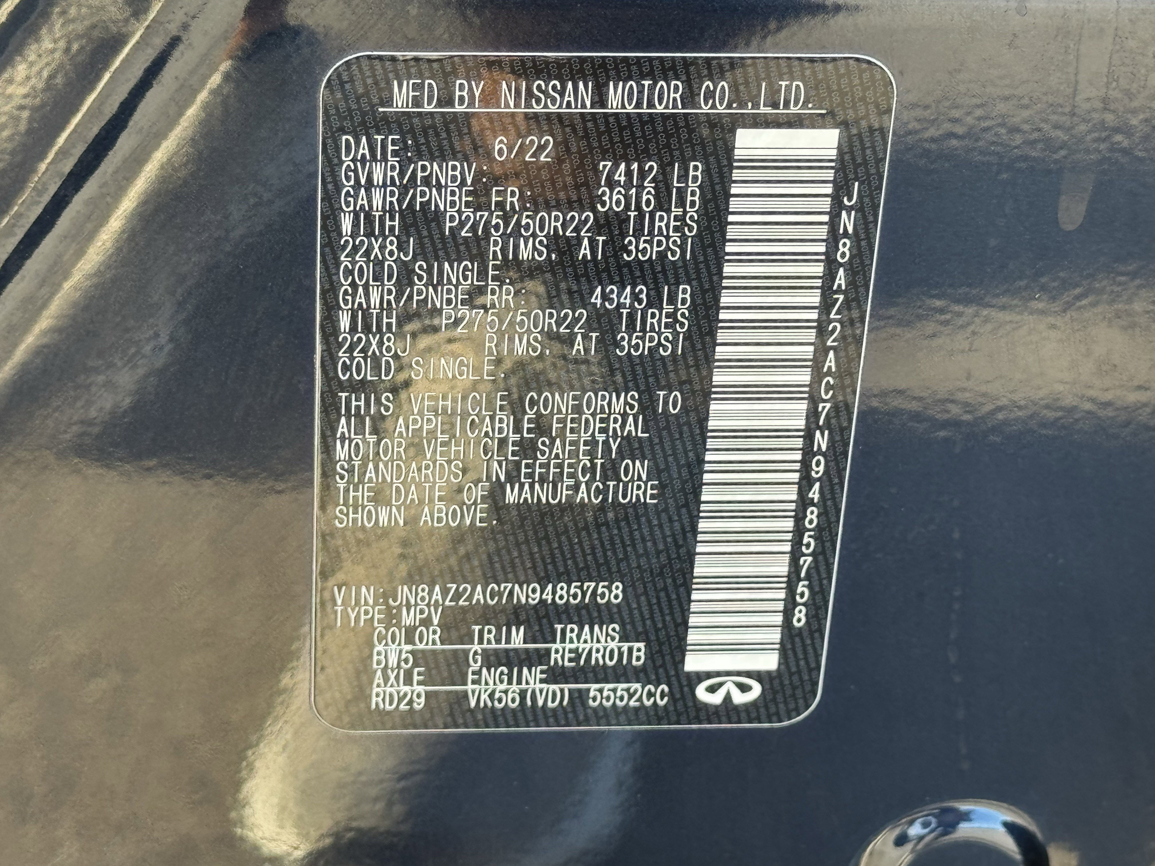 Used 2022 INFINITI QX80 Premium Select w/ Cargo Package AWD/4WD image 33