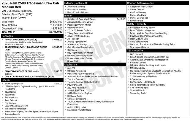 Used 2026 RAM 2500 Tradesman w/ Power Wagon Package AWD/4WD image 6