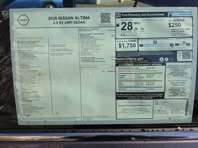 New 2026 Nissan Altima 2.5 SV w/ SV Special Edition Package image 30