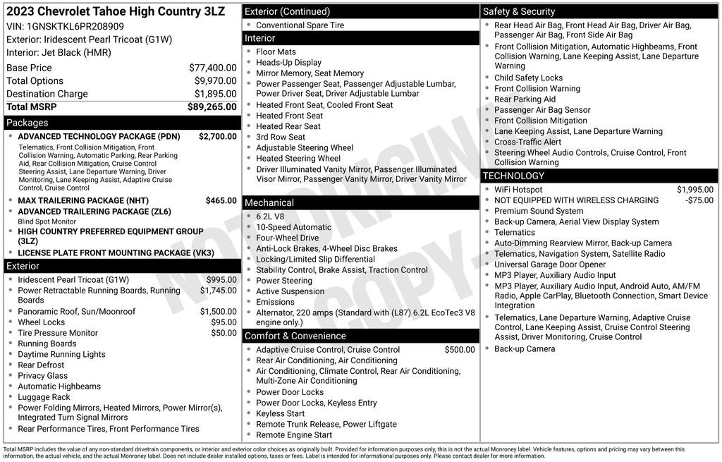 Used 2023 Chevrolet Tahoe High Country w/ Advanced Technology Package AWD/4WD image 45