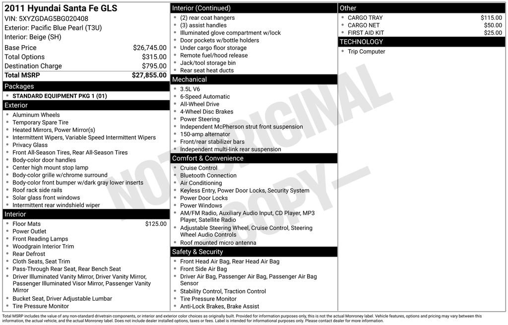 Used 2011 Hyundai Santa Fe GLS image 6