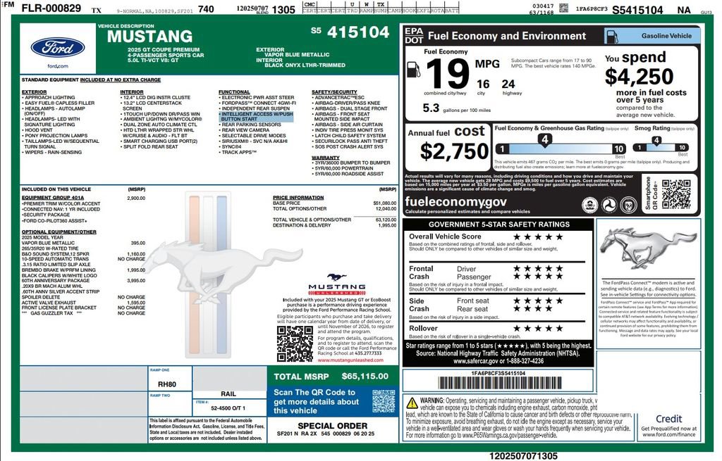 Used 2025 Ford Mustang GT Premium w/ 60th Anniversary Package image 3