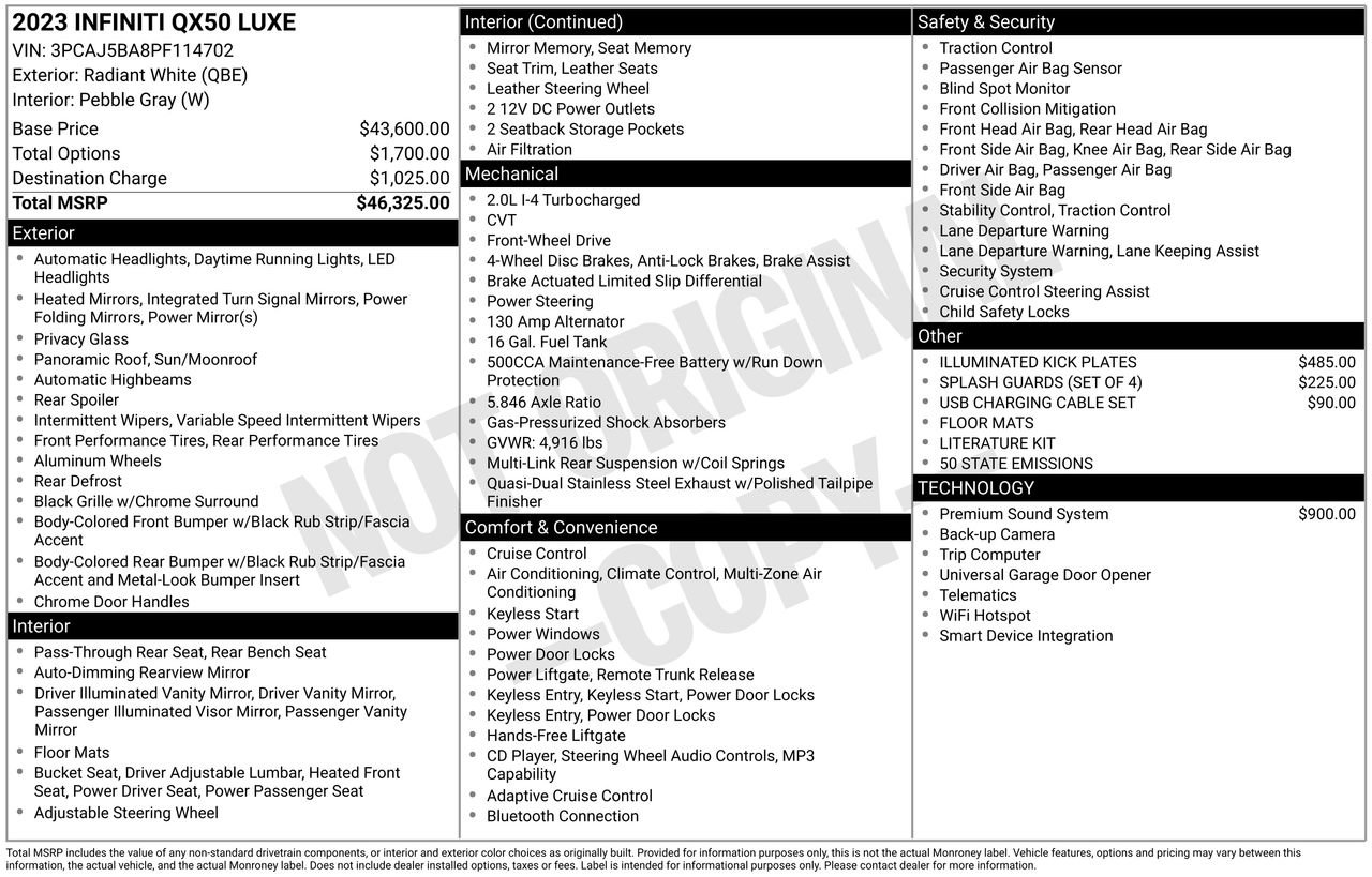 Certified 2023 INFINITI QX50 Luxe FWD image 33