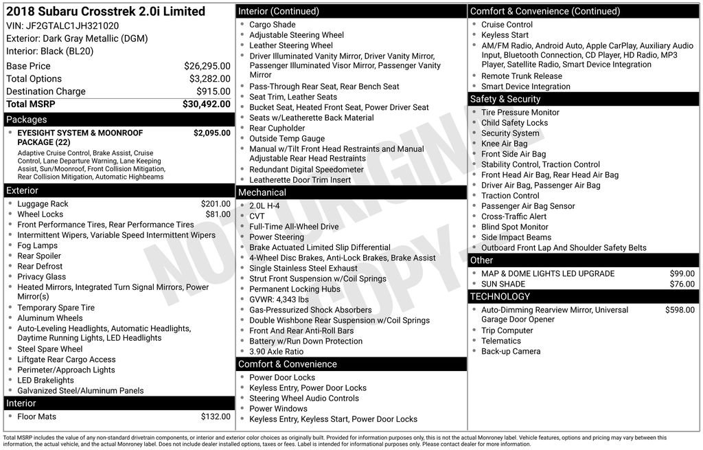 Used 2018 Subaru Crosstrek 2.0i Limited image 52