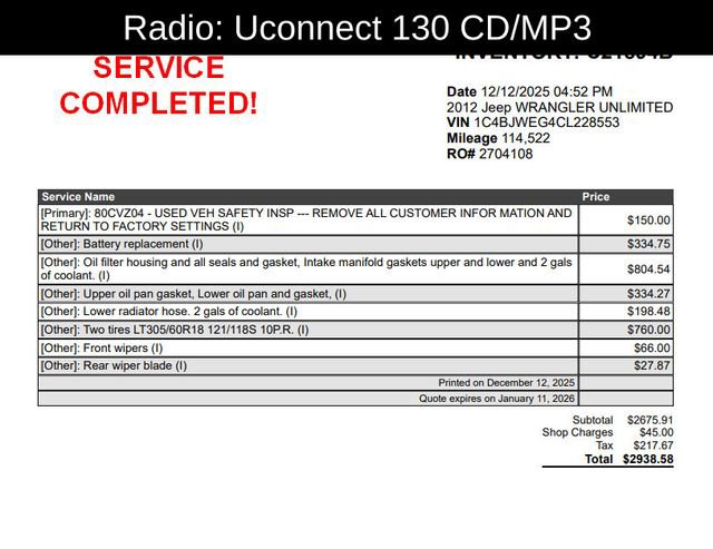 Used 2012 Jeep Wrangler Unlimited Sahara image 13