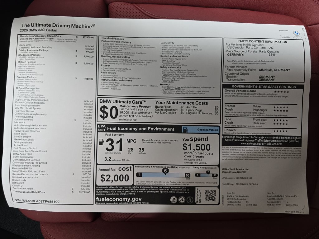 Certified 2026 BMW 330i Sedan w/ M Sport Package RWD image 26