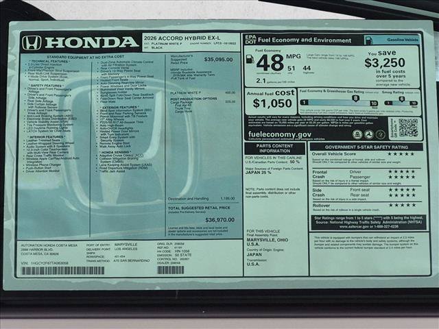 New 2026 Honda Accord EX-L image 17