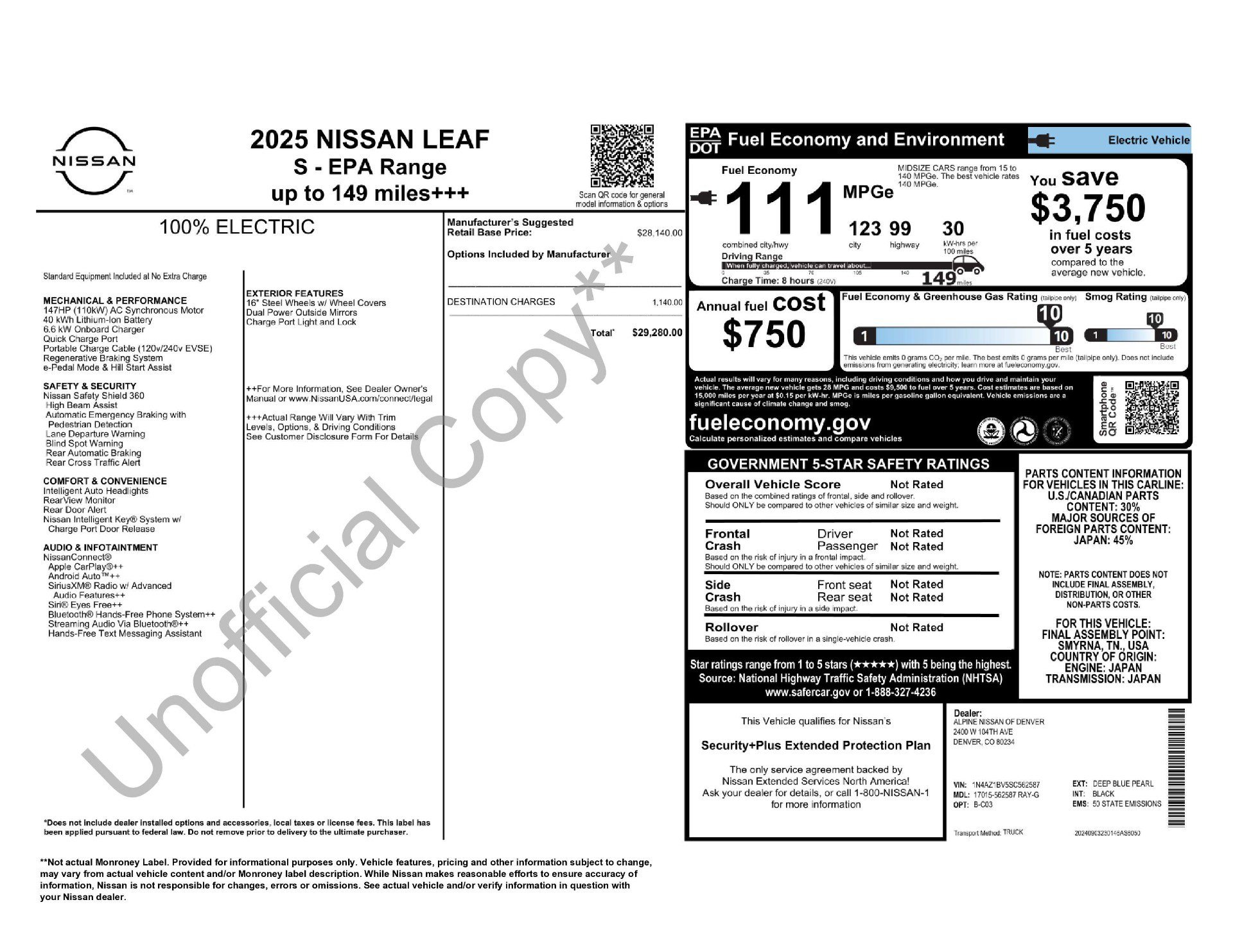 Certified 2025 Nissan Leaf S FWD image 11