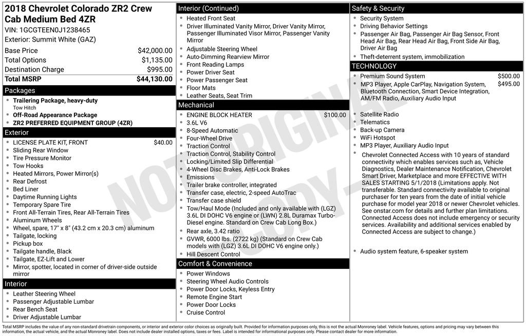 Certified 2018 Chevrolet Colorado ZR2 AWD/4WD image 34