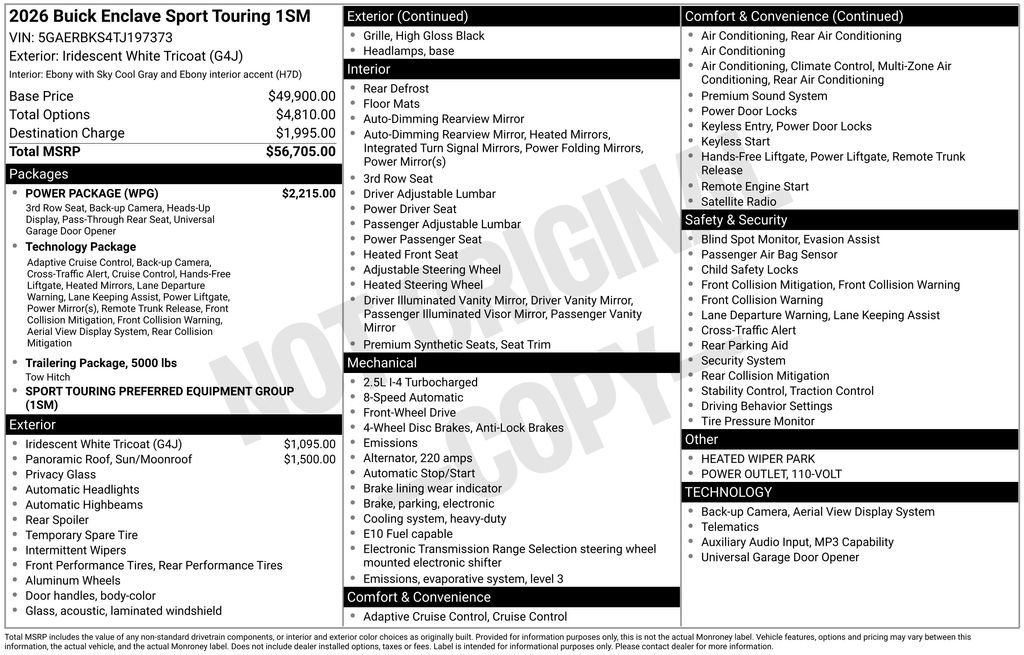New 2026 Buick Enclave Sport Touring w/ Power Package FWD image 29