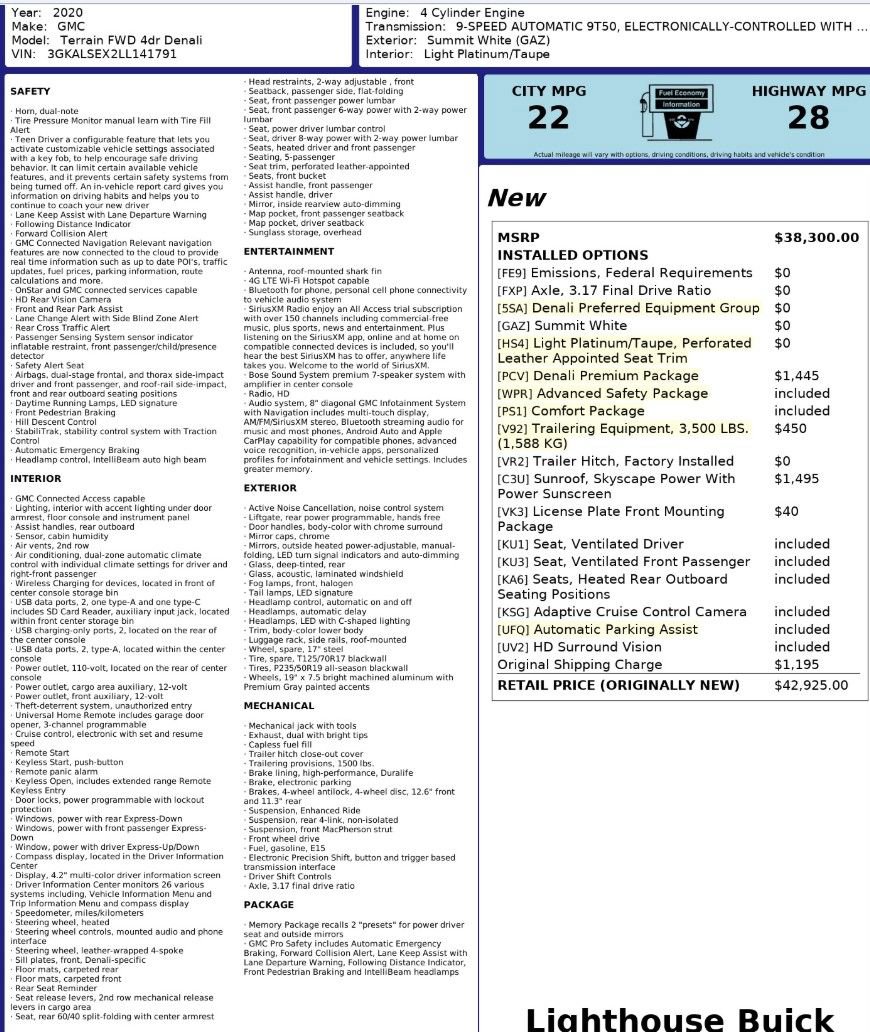 Used 2020 GMC Terrain Denali w/ Denali Premium Package image 38