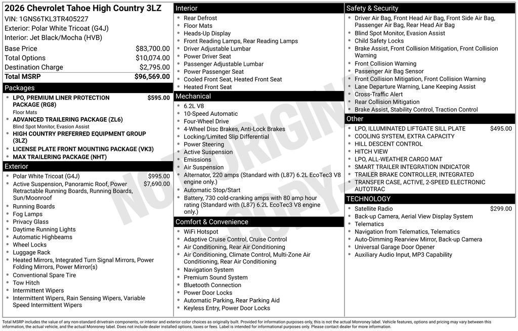 New 2026 Chevrolet Tahoe High Country AWD/4WD image 49