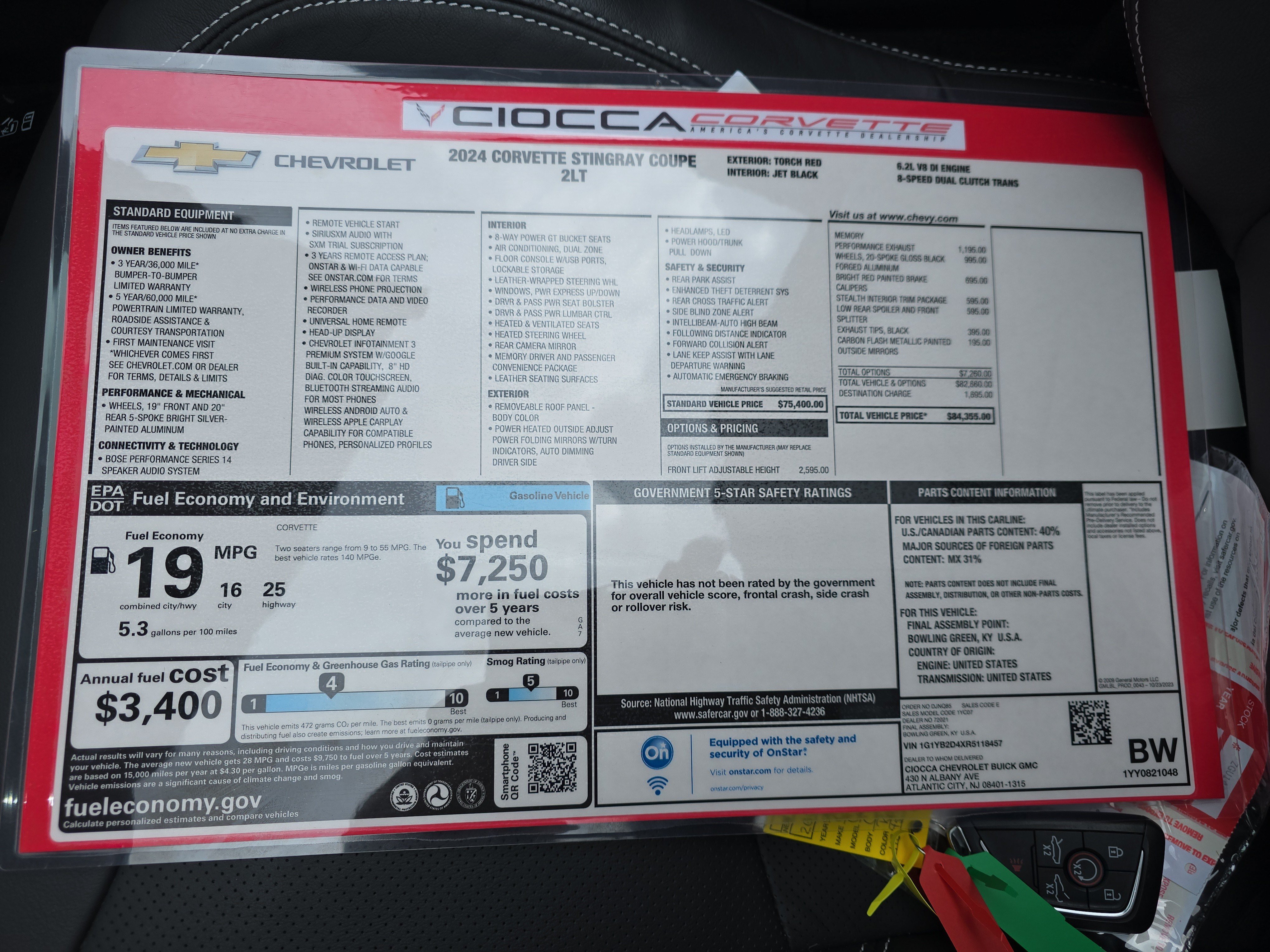 Used 2024 Chevrolet Corvette Stingray Preferred Cpe w/ Stealth Interior Trim Package RWD image 40