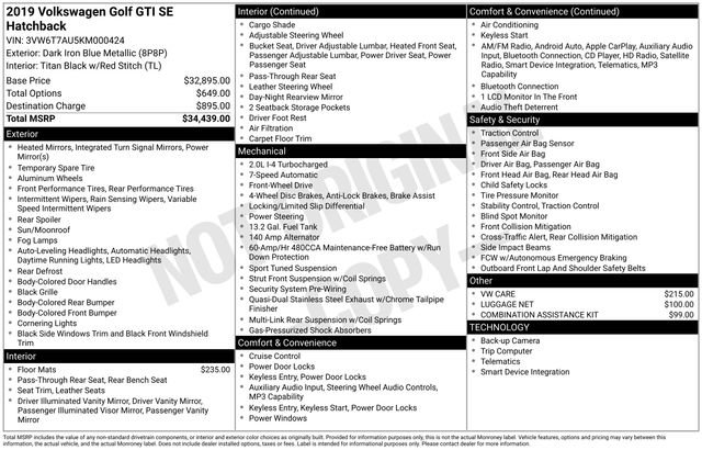Used 2019 Volkswagen GTI SE image 9