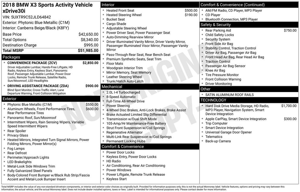 Used 2018 BMW X3 xDrive30i w/ Convenience Package image 25